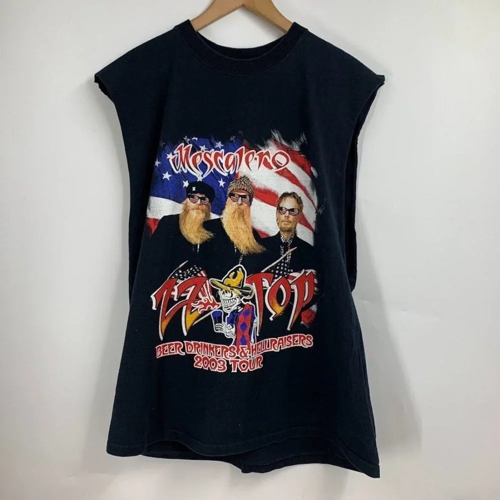 ZZ Top Mescalero 2003 Beer Drinker Y2K Vintage Tour Rock Band T-Shirt Size XL